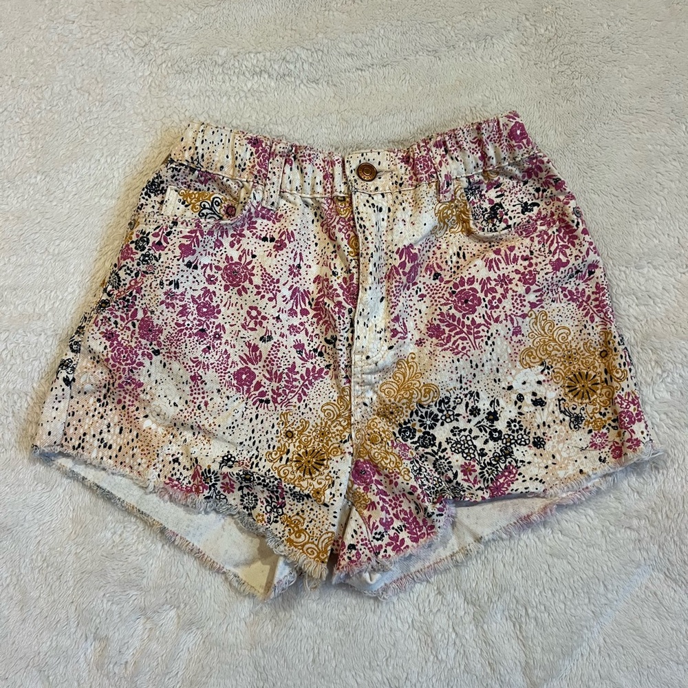 Pilcro High Waist Shorts Pink and Black